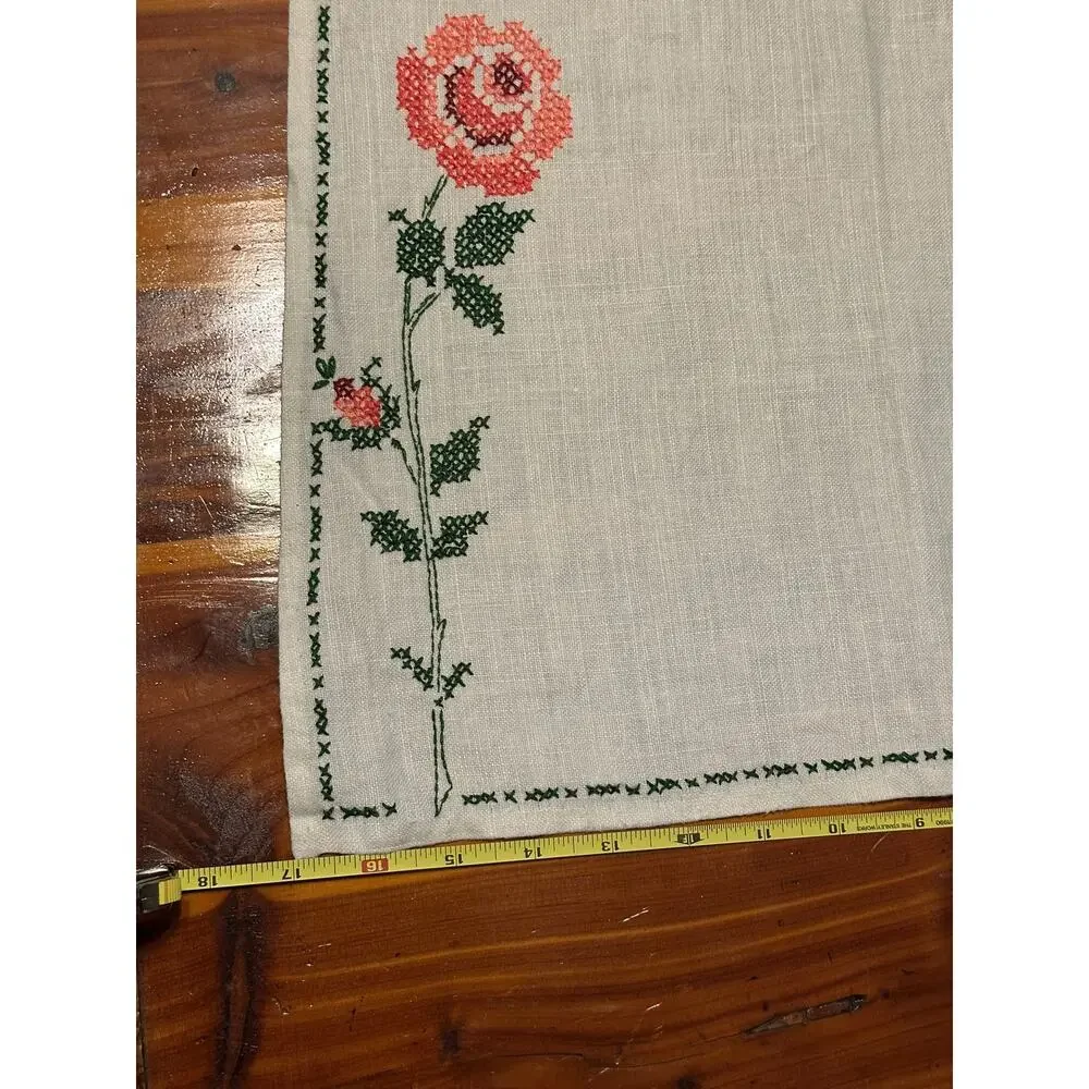 Vintage Rose‎  linen set, placemats,  napkins, coasters, embroidered linen